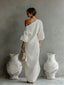 Women's Wedding Guest One Shoulder Long Sleeve Draped Maxi Dress