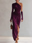 Women's Wedding Guest One Shoulder Ruched Maxi Dress