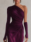 Women's Wedding Guest One Shoulder Ruched Maxi Dress