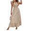 Women's Wedding Guest Polka Dot Ruffle Sleeve V-Neck Maxi Dress