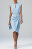 Women's Wedding Guest Ruched Keyhole Neck Midi Dress