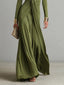Women's Wedding Guest Twist Knot Deep V-Neck Long Sleeve Maxi Dress