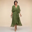 Women's Wedding Guest V-Neck Belted Flowy Midi Dress