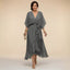 Women's Wedding Guest V-Neck Belted Flowy Midi Dress