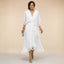 Women's Wedding Guest V-Neck Belted Flowy Midi Dress