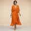 Women's Wedding Guest V-Neck Belted Flowy Midi Dress