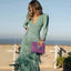 Women's Wedding Guest V-Neck Long Sleeve Formal Maxi Dress