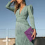 Women's Wedding Guest V-Neck Long Sleeve Formal Maxi Dress