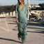 Women's Wedding Guest V-Neck Long Sleeve Formal Maxi Dress