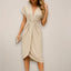 Women's Wedding Guest V-Neck Wrap Slit Midi Dress