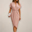 Women's Wedding Guest V-Neck Wrap Slit Midi Dress