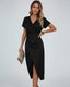 Women's Wedding Guest Wrap V-Neck Slit Midi Dress
