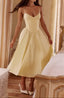 Women's Wedding Guest Yellow A-Line Corset Sweetheart Midi Dress