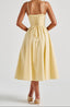 Women's Wedding Guest Yellow A-Line Corset Sweetheart Midi Dress