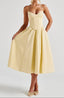 Women's Wedding Guest Yellow A-Line Corset Sweetheart Midi Dress