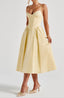 Women's Wedding Guest Yellow A-Line Corset Sweetheart Midi Dress
