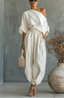 Women's White Comfortable Two-Piece Set