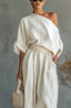 Women's White Comfortable Two-Piece Set