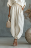 Women's White Comfortable Two-Piece Set