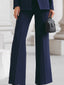 Women's Elegant Stand Collar Blazer & Trousers Set