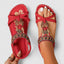 Women's Bohemian Red T-Strap Sandals