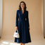 Women’s Formal Long Sleeve Pocket Midi Dress