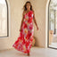 Women’s Red Vibrant Pleated Summer Maxi Dress