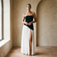 Women's Scarf Neck Strapless Side Slit Maxi Dress
