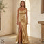Women's One-Shoulder Satin Side Slit Maxi Dress