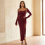 Women's Sparkly Square Neck High Slit Dress