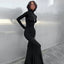 Women's Black Long-Sleeve Turtleneck Dress