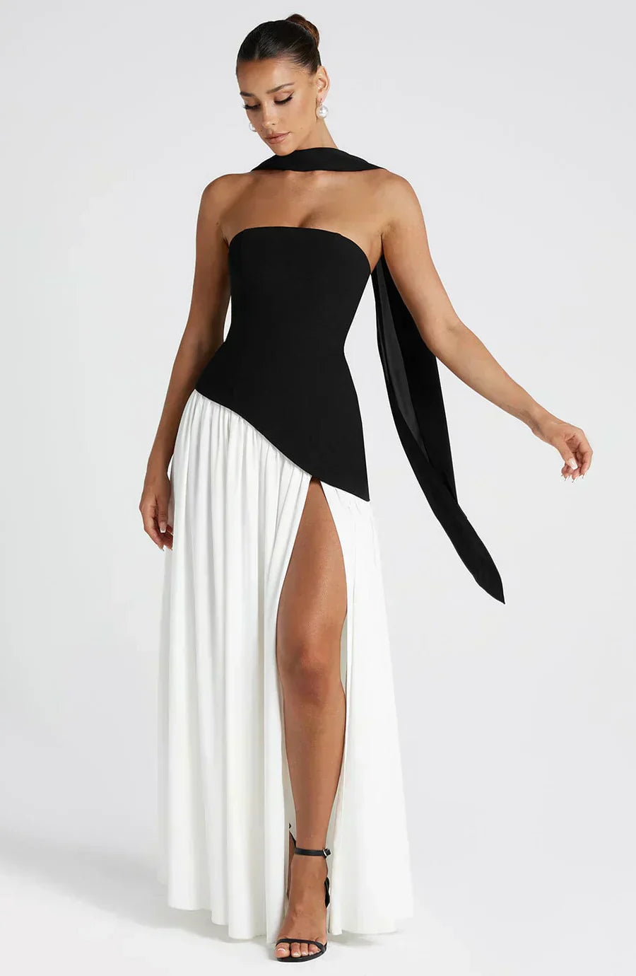 Women's Asymmetric Wedding Guest Maxi Dress – ANYA