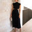 Women's Sleeveless Mock Neck Side Cutouts Maxi Dress